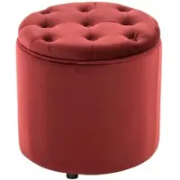 DELUKE Sitzhocker CUTUN - Samt Rot 44x44x42 cm | Hocker Schlafzimmer Polsterhocker Wohnzimmer Sitzbank Esszimmer