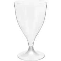 Monouso - Mehrweg Weinglas aus PS Crystal Fuß Weiß 200ml 2T (20 Stück)