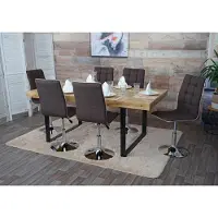 Mendler 6er-Set Esszimmerstuhl MCW-C41, Stuhl Küchenstuhl, höhenverstellbar drehbar, Stoff/Textil MVG braun
