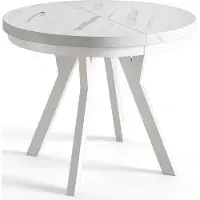 Alpi Möbel Esstisch Rund Evo, Moderner Esstich Ausziehbar, Tisch mit Stabile Konstruktion, Durchmesser 80 - 130 cm, Farbe Marmur