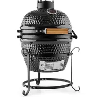 Klarstein Princesize Kamado-Grill Keramikgrill Edelstahl-Grillrost Smoker BBQ Schwarz