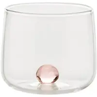 Zafferano Bilia Tumbler Junior Set mit 6 Likörgläsern aus rosa Borosilikatglas, handgefertigtes Design mit dekorativer Kugel, ideal für Verkostungen