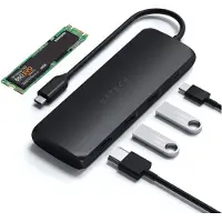 Satechi ST-UCHSEK, Kabelgebunden, USB 3.2 Gen 2 (3.1 Gen 2) Type-A, 100 W, Schwarz, SATA, M.2
