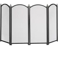 Relaxdays Funkenschutzgitter, 4 teiliges Gitter gegen Funkenflug, Kamin Funkenschutz, HxB: 54x97,5 cm, Metall, schwarz