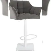 DELUKE Barhocker SIHAR - Cord Taupe 64x45x88 cm Weiß | Barstuhl Mit Lehne Tresenhocker Tresenstuhl Kneipenhocker Kneipenstuhl