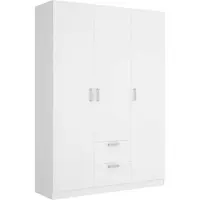 Dmora Kleiderschrank 3 Türen Argentella 150x52 cm Weiß 5 Böden