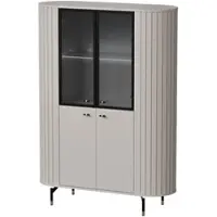 Idohome GLASVITRINE geriffelt aus MDF, Kaschmir mit LED-Beleuchtung