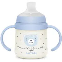 Suavinex Babyflasche mit Griffen - - NIGHT&amp;DAY WILD&amp;FREE - 150 ml - 6 Monate und älter - Blau