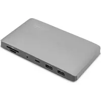 Digitus Thunderbolt 3 Dockingstation 8K, USB Type-C, Kabelgebunden, Thunderbolt 3, 60 W, 1000 Mbit/s, Schwarz, Grau, MMC, MicroSD (TransFlash), SD, SDHC