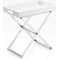 JOOP! HOMELINE, Beistelltisch klappbar mit Tablett L, Weiss u.Chrom
