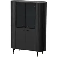 Idohome GLASVITRINE geriffelt aus MDF, Schwarz