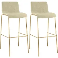 CLP 2er Set Barhocker Hover stapelbar Stoffbezug Vierfußgestell Goldoptik bis 150 kg creme