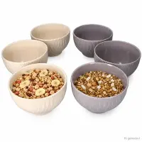 MamboCat 6er Set Biko Müslischalen 650ml Keramik Vanille Grau Salat Bowl Dessert Snacks
