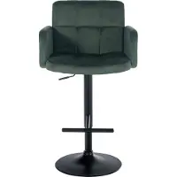 DELUKE 2er Set Barhocker SUTUN - Samt Dunkelgrün 60x56x93 cm Schwarz | Barstuhl Höhenverstellbar Mit Lehne Drehbar Tresenhocker Tresenstuhl Kneipenhocker