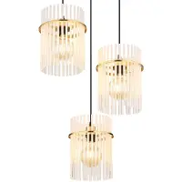 Globo Pendelleuchte, Metall, Gold, Glasstäbe, 3-Flammig