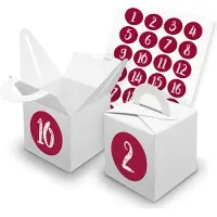 Itenga SET V42 Adventskalender Würfelbox mit Griff Weiß + Zahlensticker Z49