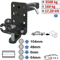 Lemet AHK-Adapter Maulkupplung Kugel Kombikupplung 2 Zoll für Nissan Murano III 2015-