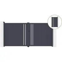 Casanoov Flügeltor Giona 350x180cm Aluminium & Tor 100x180cm Grau