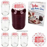 MamboCat 6er Set Rundglas 1062 ml To 82 Mit Liebe gemacht Deckel incl. Diamant Gelierzauber Rezeptheft
