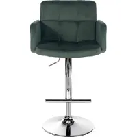 DELUKE 2er Set Barhocker SUTUN - Samt Dunkelgrün 60x56x93 cm Silber | Barstuhl Höhenverstellbar Mit Lehne Drehbar Tresenhocker Tresenstuhl Kneipenhocker