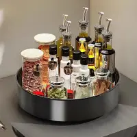 Markenlos Lazy Susan 2-teiliges Set, schwarzes Metall-Dienblatt 25 cm für Küche und Büro