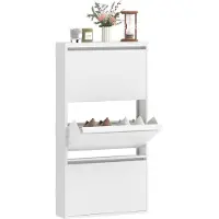 HOMCOM SCHUHSCHRANK aus Metall 55/15/106 cm Weiß