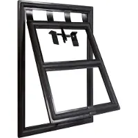 Windhager Katzenklappe "für Fliegengitter Terrassen- und Balkontüren, robust und schwenkbar" Insektenschutz Katzentür Clip System ohne bohren, 20 x 25 cm, schwarz