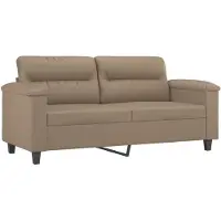 vidaXL 3-tlg. Sofagarnitur mit Kissen Cappuccino-Braun Kunstleder