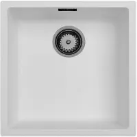 Pure.Sink Weißes Spülbecken 40 x 40 cm, Unterbau, Aufsatz mit „ Gun Metal “-Ablaufstopfen 1208970534