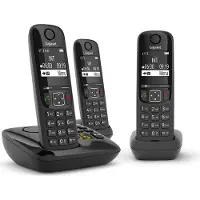 Gigaset AS690 Trio, DECT-Telefon, Kabelloses Mobilteil, Freisprecheinrichtung, 100 Eintragungen, Anrufer-Identifikation, Schwarz