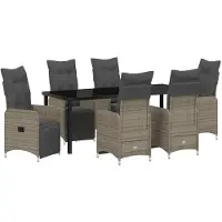 vidaXL Garten Essgruppe 7 pcs Grau Poly-Rattan