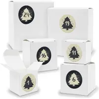 Itenga Adventskalender zum Füllen 24x Quader Würfel gemischt WEISS + Sticker (V01 Z19)