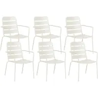 Beliani Gartenstühle 6er Set Hellbeige Eisen Pulverbeschichtet Modernes Design Cashmere Outdoormöbel Gartenmöbel Esszimmerstühle