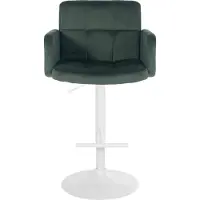 DELUKE 2er Set Barhocker SUTUN - Samt Dunkelgrün 60x56x93 cm Weiß | Barstuhl Höhenverstellbar Mit Lehne Drehbar Tresenhocker Tresenstuhl Kneipenhocker