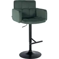 DELUKE Barhocker SUTUN - Samt Dunkelgrün 60x56x93 cm Schwarz | Barstuhl Mit Lehne Drehbar Tresenhocker Tresenstuhl Kneipenhocker Kneipenstuhl