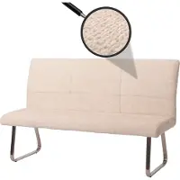 MCW Sitzbank MCW-G55, Esszimmerbank Bank, Edelstahl gebürstet Stoff/Textil Chenille , 160cm creme