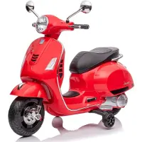 Sun baby Elektrischer Kinderroller Elektroroller Elektrofahrzeug Kinderfahrzeug Vespa Maxi 12V Akku Motorroller für Kinder mit Licht Sound stabile Konstruktion sicherer Fahrspaß MAXI rot