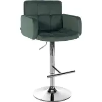 DELUKE Barhocker SUTUN - Samt Dunkelgrün 60x56x93 cm Silber | Barstuhl Mit Lehne Drehbar Tresenhocker Tresenstuhl Kneipenhocker Kneipenstuhl