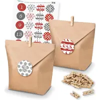 Itenga Basteladventskalender Set - Set 7 Weihnachten Sticker rot grau