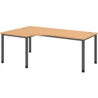 Bümö Schreibtisch Serie-H - Nachbildung: Buche, Gestell: Graphit, Größe: Eckschreibtisch 200 x 120 cm