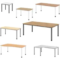Bümö Schreibtisch Serie-H - Nachbildung Ahorn, Gestell: Silber, Größe: 80 x 80 cm