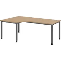 Bümö Schreibtisch Serie-H - Gestell: Graphit, Größe: Eckschreibtisch 200 x 120 cm, Nachbildung: Eiche