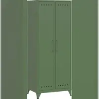Bisley Fern Maxi Kleiderschrank aus Metall | Metallschrank im Retro-Instustrial Design in olivgrün