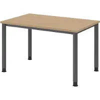 Bümö Schreibtisch Serie-H - Größe: 120 x 80 cm, Gestell: Graphit, Nachbildung: Eiche