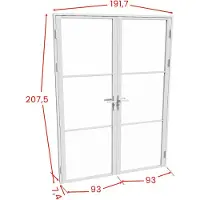 Vente-unique Reversibler Doppel-Türblock aus Aluminium und Sicherheitsglas – 2 x H204 x B93 cm – Weiß – MASERU