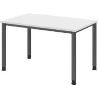 Bümö Schreibtisch Serie-H - Nachbildung: Weiß, Größe: 120 x 80 cm, Gestell: Graphit