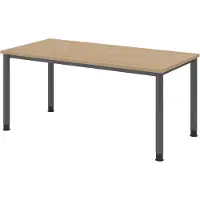 Bümö Schreibtisch Serie-H - Größe: 160 x 80 cm, Gestell: Graphit, Nachbildung: Eiche