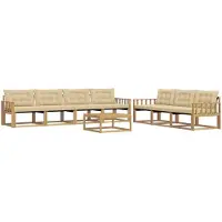 vidaXL Outdoor-Sofagarnitur 8 pcs Weiß und Beige