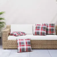 vidaXL Möbel Sofakissen 4 Stk. Rot Karomuster 40x40 cm Stoff - Gartenmöbelauflagen CC4557