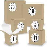 Itenga Adventskalender zum Füllen 24x Quader Würfel gemischt BRAUN + Sticker (V02 Z09)